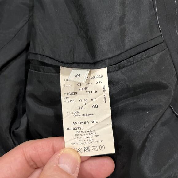 EMPORIO ARMANI MENS BLAZER IT48/US38 MADE IN ITALY BLACK W PINSTRIPES VGC! - Picture 7 of 14